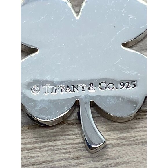 Tiffany & Co Silver Good Luck Shamrock 4 Leaf Clover Charm Pendant - Picture 4 of 9